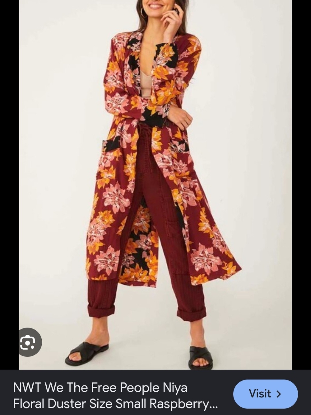 We The Free People Raspberry Niya Duster Weighted Coat Pockets